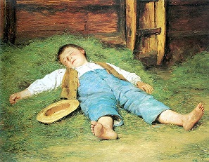 Garçon dormant dans le foin (1897) - Albert Anker