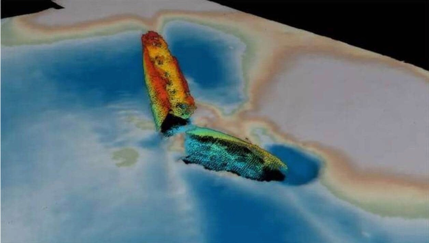 L’épave du « Mesaba » identifiée sur les images sonar (Photo : Bangor University)