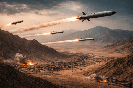 Missiles Survolant Le Désert Iranien