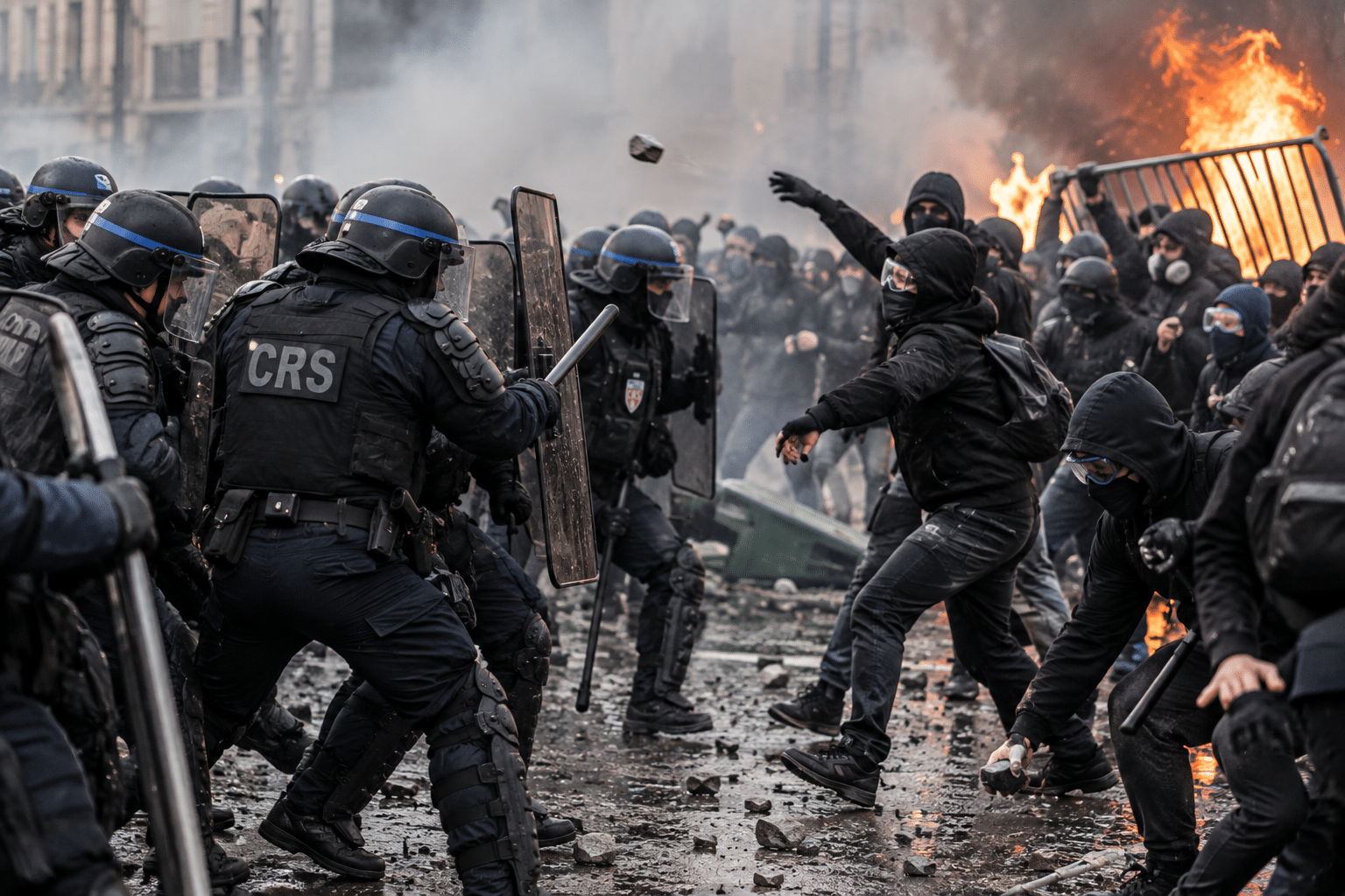 Affrontements Urbains Entre Crs Et Manifestants