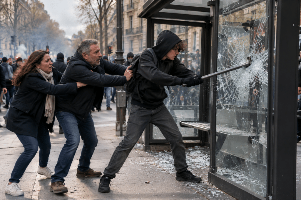 Manifestation Tendue à L’arrêt De Bus