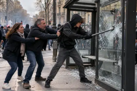 Manifestation Tendue à L’arrêt De Bus
