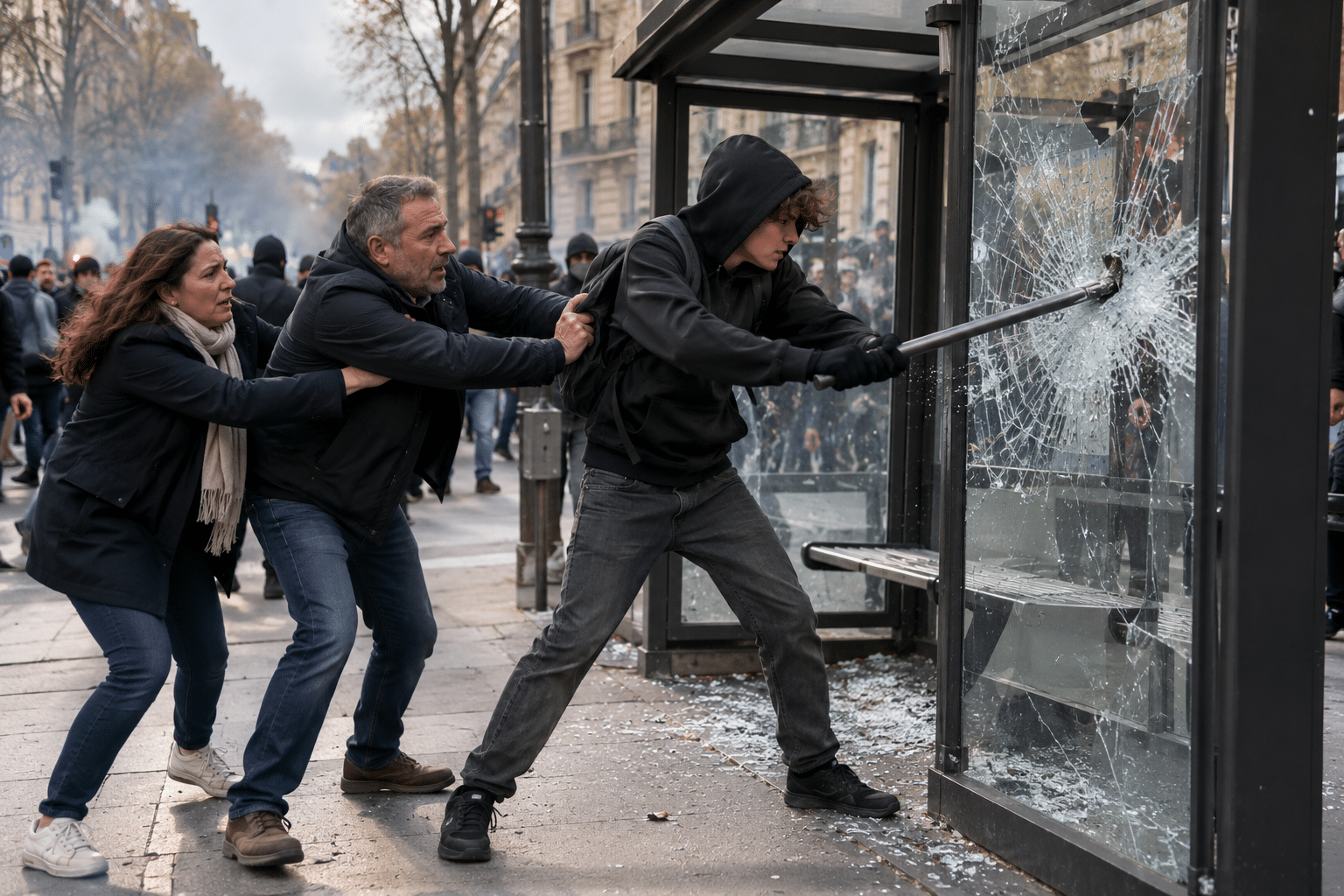 Manifestation Tendue à L’arrêt De Bus
